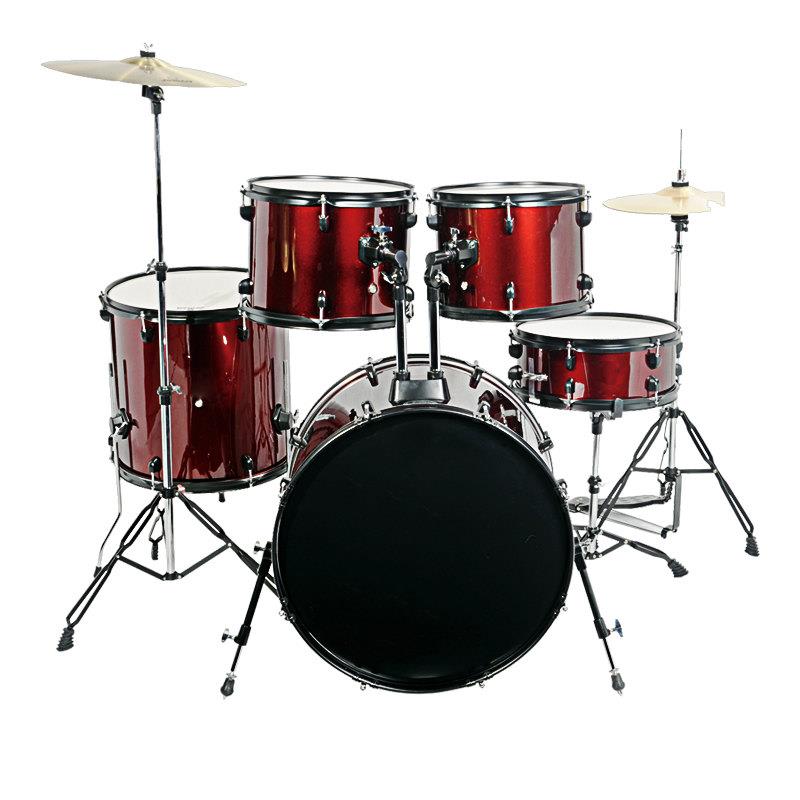 5-Piece Complete Drum Set Wine Red_副本